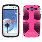 Wholesale Galaxy S3 / I9300 Hybrid Grip Case (Hot Pink-Black)